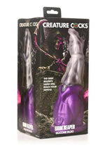 Load image into Gallery viewer, Creature Cocks Grim Reaper Silicone Dildo - Purple/Silver
