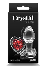 Load image into Gallery viewer, Crystal Desires Red Heart Glass Anal Plugs - Red - Small

