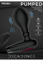 Load image into Gallery viewer, Decadence Pumped Silicone Expandable Butt Plug with Remote Control - Black
