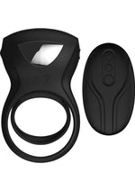 Load image into Gallery viewer, Decadence Shafter Shock Silicone Electro Shock Cock Ring with Remote Control - Black
