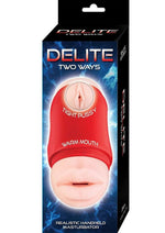 Load image into Gallery viewer, Delite Two Ways Mouth and Vagina Masturbator - Red/Vanilla
