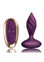 Load image into Gallery viewer, Desire Rechargeable Silicone Anal Plug with Remote Control - Purple/Rose Gold

