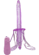 Load image into Gallery viewer, Double Fuk Vibrating Dildo Strap-On - Purple
