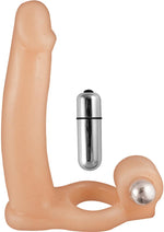 Load image into Gallery viewer, Double Penetrator Dream Vibrating Cock Ring - Flesh/Vanilla

