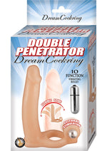 Load image into Gallery viewer, Double Penetrator Dream Vibrating Cock Ring - Flesh/Vanilla
