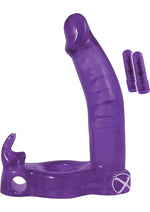 Load image into Gallery viewer, Double Penetrator Rabbit Vibrating Cock Ring - Purple
