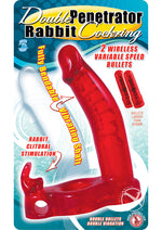 Load image into Gallery viewer, Double Penetrator Rabbit Vibrating Cock Ring - Red
