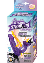 Load image into Gallery viewer, Double Penetrator Strap-On Vibrating Cock Ring - Purple
