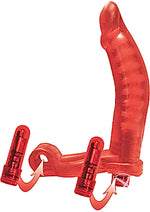 Load image into Gallery viewer, Double Penetrator Ultimate Cock Ring with Vibrating Dildo - Red

