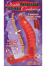 Load image into Gallery viewer, Double Penetrator Ultimate Cock Ring with Vibrating Dildo - Red
