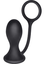 Load image into Gallery viewer, Dr. Joel Kaplan Prostate Silicone Probe Butt Plug with Cock Ring - Black
