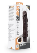 Load image into Gallery viewer, Dr. Skin Silicone Dr. David Vibrating Dildo - Chocolate - 8in
