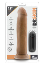 Load image into Gallery viewer, Dr. Skin Dr. Throb Vibrating Dildo with Remote Control - Brown/Mocha - 9.5in
