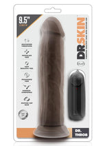 Load image into Gallery viewer, Dr. Skin Dr. Throb Vibrating Dildo with Remote Control - Chocolate - 9.5in
