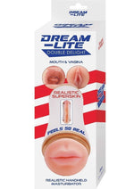 Load image into Gallery viewer, Dream-Lite Double Delight Dual End Realistic Mouth and Vagina Masturbator - Vanilla
