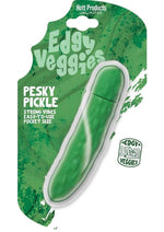 Load image into Gallery viewer, Edgy Veggies Pesky Pickle Rechargeable Silicone Vibrator - Green
