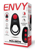 Load image into Gallery viewer, Envy Toys Bullseye Remote Vibrating Rechargeable Silicone Dual Stamina Ring - Black
