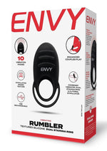 Load image into Gallery viewer, Envy Toys Rumbler Textured Rechargeable Silicone Dual Stamina Ring - Black
