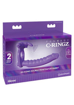 Load image into Gallery viewer, Fantasy C-Ringz Silicone Double Penetrator Rabbit Cock Ring - Purple
