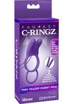 Load image into Gallery viewer, Fantasy C-Ringz Twin Teazer Rabbit Silicone Cock Ring - Purple
