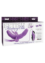 Load image into Gallery viewer, Fetish Fantasy Elite Vibrating Double Delight Strap-On Silicone Waterproof - Purple - 10in
