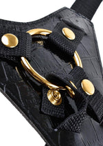 Load image into Gallery viewer, Fetish Fantasy Gold Designer Strap-On - Black/Gold - 7in