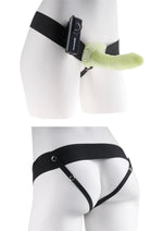 Load image into Gallery viewer, Fetish Fantasy Series For Him Or Her Vibrating Hollow Strap-On Dildo and Adjustable Harness with Remote Control - Glow In The Dark - 6in
