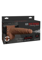Load image into Gallery viewer, Fetish Fantasy Series Hollow Squirting Strap-On Dildo with Balls and Harness - Caramel - 7.5in
