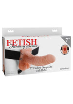 Load image into Gallery viewer, Fetish Fantasy Series Hollow Strap-On Dildo with Balls and Stretchy Harness - Flesh/Vanilla - 7in
