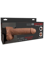Load image into Gallery viewer, Fetish Fantasy Series Rechargeable Hollow Strap-On Dildo with Balls and Harness with Wireless Remote Control - Caramel - 10in
