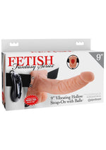 Load image into Gallery viewer, Fetish Fantasy Series Vibrating Hollow Strap-On Dildo with Balls and Harness with Remote Control - Vanilla - 9in
