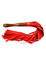 Load image into Gallery viewer, Fetish Play Wooden Handle Flogger Vegan Leather - Red
