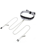 Load image into Gallery viewer, Fifty Shades Of Grey Play Nice Satin and Lace Collar Andamp; Nipple Clamps - Black/Silver
