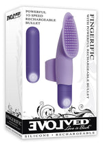 Load image into Gallery viewer, Fingerific Rechargeable Silicone Finger Bullet Vibrator with Clitoral Stimulator - Purple
