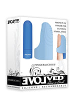 Load image into Gallery viewer, Fingerlicious Rechargeable Bullet with Silicone Clitoral Stimulation Finger Sleeve - Blue

