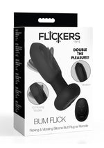 Load image into Gallery viewer, Flickers Bum Flick Flicking and Vibrating Rechargeable Silicone Butt Plug with Remote - Black
