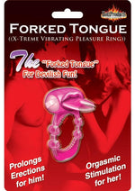 Load image into Gallery viewer, Forked Tongue Vibrating Silicone Cock Ring Waterproof - Magenta/Pink
