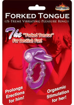 Load image into Gallery viewer, Forked Tongue Vibrating Silicone Cock Ring Waterproof - Purple
