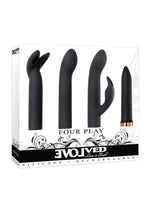 Load image into Gallery viewer, Four Play Rechargeable Bullet with 3 Silicone Sleeves Kit - Black
