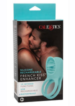 Load image into Gallery viewer, French Kiss Enhancer Silicone Rechargeable Cock Ring - Blue
