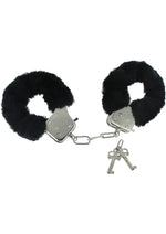 Load image into Gallery viewer, Frisky Caught In Candy Black Furry Cuffs - Black

