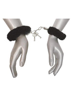 Load image into Gallery viewer, Frisky Caught In Candy Black Furry Cuffs
