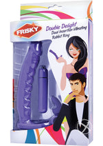 Load image into Gallery viewer, Frisky Double Delight Dual Penetration Vibrating Rabbit C-Ring - Purple
