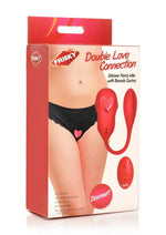Load image into Gallery viewer, Frisky Double Love Connection Rechargeable Silicone Panty Vibe with Remote - Red
