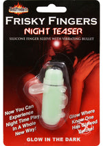 Load image into Gallery viewer, Frisky Fingers Night Teaser Silicone Finger Sleeve with Vibrating Bullet - Glow In The Dark
