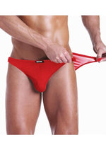 Load image into Gallery viewer, Fundies Rip It Off Bikini with Red Satin Ribbon - Red - One Size