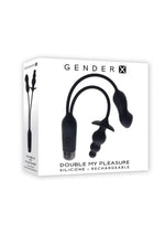 Load image into Gallery viewer, Gender X Double My Pleasure Rechargeable Silicone Dual Vibrator - Black