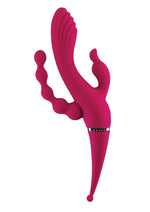 Load image into Gallery viewer, Gender X Four By Four Rechargeable Silicone Quadruple Stimulating Vibrator - Red
