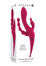 Load image into Gallery viewer, Gender X Four By Four Rechargeable Silicone Quadruple Stimulating Vibrator - Red