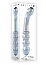 Load image into Gallery viewer, Gender X Lustrous Galaxy Wand Glass Dildo - Blue/Green/Multicolor/Purple
